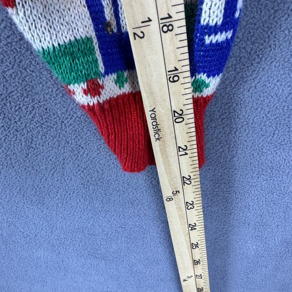 Touchy Subject Christmas Sweater Size S Vintage Train 3D Santa Holiday USA Made - Picture 10 of 11